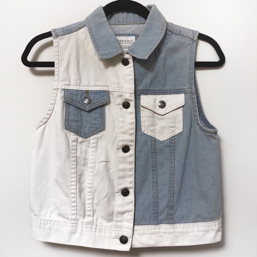 Two toned denim vest